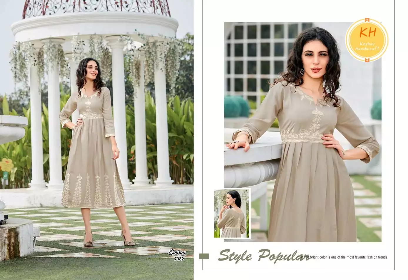 buy rayon flare kurta with work online in Australia - Size 46 - Length 46